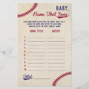 Prospectus 14 Cm X 21,6 Cm Baseball Guess Baby Song Baby shower Jeu