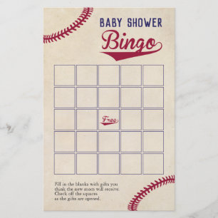 Prospectus 14 Cm X 21,6 Cm Baseball Thème Baby shower Bingo Jeu