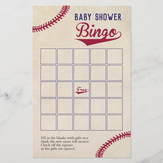 Prospectus 14 Cm X 21,6 Cm Baseball Thème Baby shower Bingo Jeu (Devant)