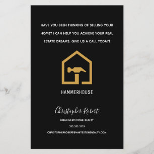 Prospectus 14 Cm X 21,6 Cm Bâtiment moderne de construction en noir et or