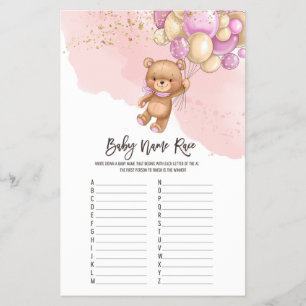 Prospectus 14 Cm X 21,6 Cm Bear Balloons Baby Name Race ABC Jeu