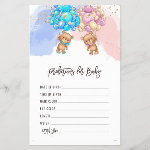 Prospectus 14 Cm X 21,6 Cm Bear Balloons Baby Predictions Genre Revey Jeu