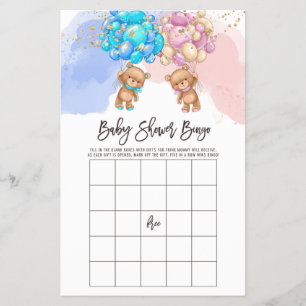 Prospectus 14 Cm X 21,6 Cm Bear Balloons Bingo bébé, Genre Révéler Bingo Jeu