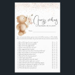 Prospectus 14 Cm X 21,6 Cm Bear & Bee 'Guess Who' Jeu de Baby shower<br><div class="desc">Conçu pour coordonner avec nos invitations "Ours et abeilles" Douche bébé. Ce mignon baby shower "Guess Who" Maman ou Papa jeu, présente des confettis d'or rose, sur un ours en peluche de boho aquarelle, tenant un tas d'herbe de pampas crème avec des fleurs de pêche délicates regardant vers une abeille...</div>