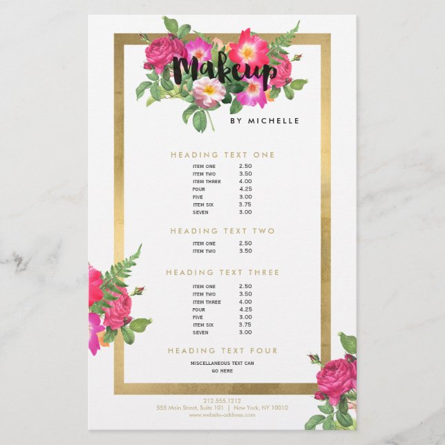 Prospectus 14 Cm X 21,6 Cm Beauty Florals Maquillage Artiste Blanc (Devant)