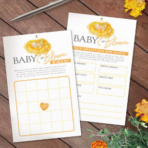 Prospectus 14 Cm X 21,6 Cm Bébé en fleur jaune baby shower bingo prédictions