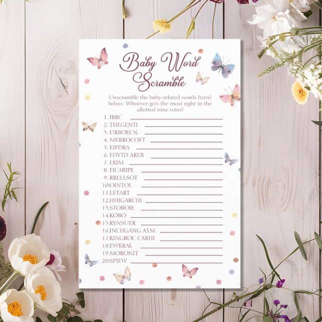 Prospectus 14 Cm X 21,6 Cm Bébé Mot Scramble Aquarelle Bouton Douche (Créateur téléchargé)