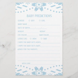Prospectus 14 Cm X 21,6 Cm Bébé prédictions jeu Bébé bleu garçon douche