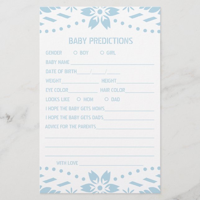Prospectus 14 Cm X 21,6 Cm Bébé prédictions jeu Bébé bleu garçon douche (Devant)