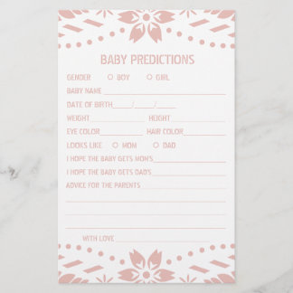 Prospectus 14 Cm X 21,6 Cm Bébé prédictions jeu papel picado Baby shower