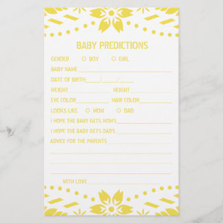 Prospectus 14 Cm X 21,6 Cm Bébé prédictions jeu sexe neutre Baby shower