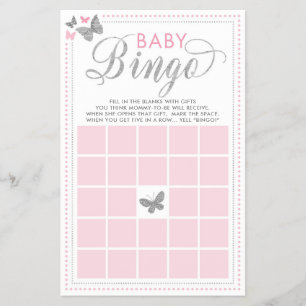 Prospectus 14 Cm X 21,6 Cm Bingo Bébé, Baby shower papillon Jeu