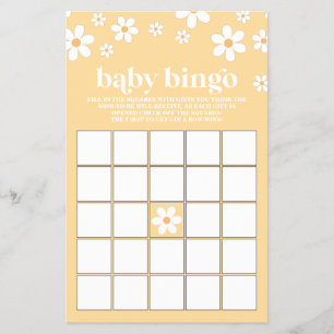 Prospectus 14 Cm X 21,6 Cm Bingo de Baby Shower Fleur Rétro Jaune