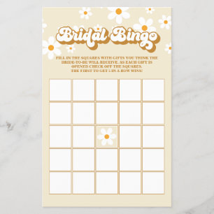 Prospectus 14 Cm X 21,6 Cm Bingo de Baby Shower Retro Daisy