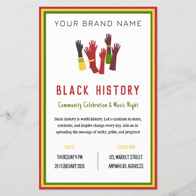 Prospectus 14 Cm X 21,6 Cm Black History Celebration Event United Business (Devant)
