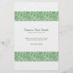 Prospectus 14 Cm X 21,6 Cm Blanc et vert vintage paisley