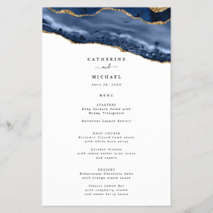 Prospectus 14 Cm X 21,6 Cm Bleu et Or Bordure Bordure papier lourd Menu