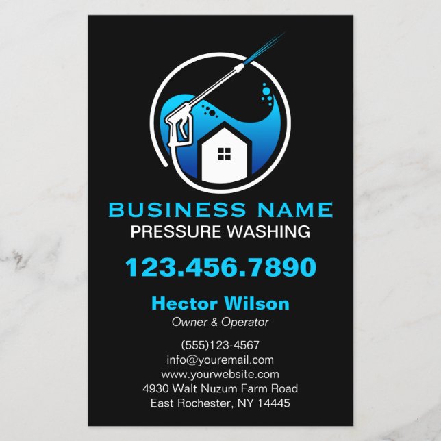 Prospectus 14 Cm X 21,6 Cm Bleu Noir Moderne Pression Lavage Nettoyage (Devant)