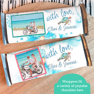 Prospectus 14 Cm X 21,6 Cm Blue Sea Turtle Mariage Candy Bar Wrapper