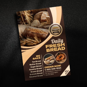 Prospectus 14 Cm X 21,6 Cm Boulangerie moderne Brown Bakery Pain Shop Traiteu