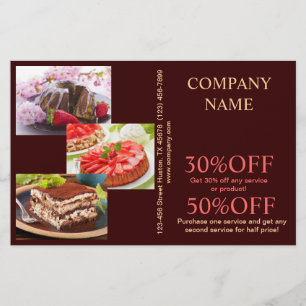 Prospectus 14 Cm X 21,6 Cm Boutique de gâteau de dessert moderne