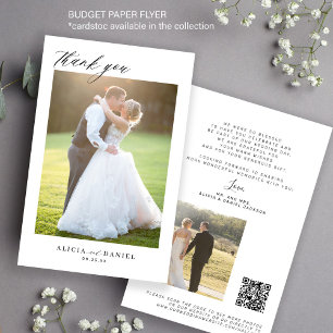Prospectus 14 Cm X 21,6 Cm Budget 2 photo script code QR mariage remerciement
