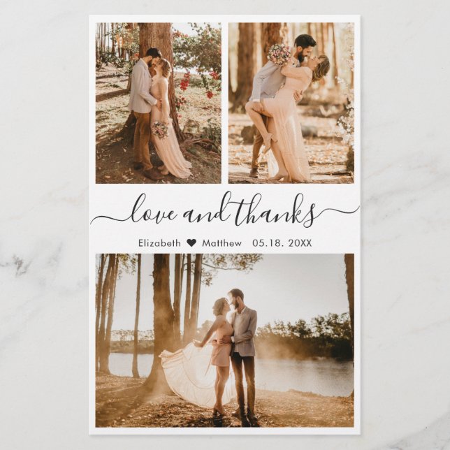Prospectus 14 Cm X 21,6 Cm Budget 3 Photo Collage Mariage Merci circulaire (Devant)