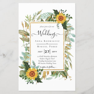 Prospectus 14 Cm X 21,6 Cm BUDGET All-in-1 Rustique tournesols Mariage de ver