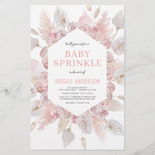 Prospectus 14 Cm X 21,6 Cm Budget Boho Baby Sprinkt Blush Pink Invitation