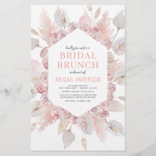 Prospectus 14 Cm X 21,6 Cm Budget Boho Blush rose Bridal Brunch Invitation Fl
