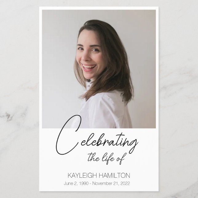 Prospectus 14 Cm X 21,6 Cm Budget du Programme de célébration funéraire simpl (Devant)