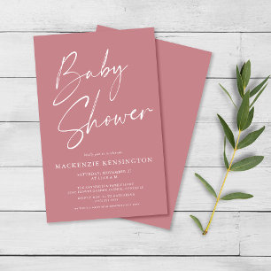 Prospectus 14 Cm X 21,6 Cm Budget Dusty Rose Simple Script Baby shower FLYER