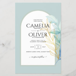 Prospectus 14 Cm X 21,6 Cm BUDGET Mariage Tout-en-1 Verre de Mer Feuille d'Or