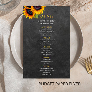 Prospectus 14 Cm X 21,6 Cm BUDGET Menu de mariage champêtre avec tournesols