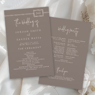 Prospectus 14 Cm X 21,6 Cm Budget Moderne Taupe Monogramme Programme de maria