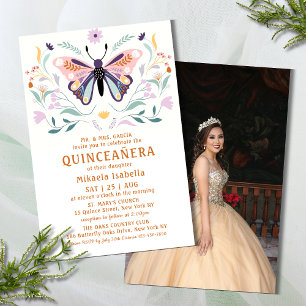 Prospectus 14 Cm X 21,6 Cm Budget Quinceañera Papillon rose Photo Floral