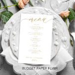 Prospectus 14 Cm X 21,6 Cm Budget romantique élégant script or menu mariage<br><div class="desc">Simple blanc tendance minimaliste faux or script de calligraphie texte personnalisé modèle pas cher BUDGET mariage menu papier flyer. VEUILLEZ LIRE CECI AVANT D'ACHETER ! Il s'agit d'un programme économique imprimé sur un PAPER FLYER (type de papier publicitaire). VEUILLEZ NOTER que les couleurs de l'arrière - plan et du script...</div>