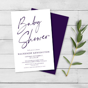 Prospectus 14 Cm X 21,6 Cm Budget Royal Purple Script Baby shower FLYER