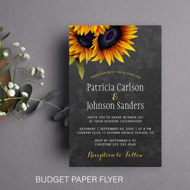 Prospectus 14 Cm X 21,6 Cm Budget rustique tournesol mariage invitation papie (Créateur téléchargé)