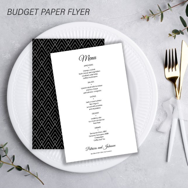 Prospectus 14 Cm X 21,6 Cm Budget simple blanc élégant menu mariage (Créateur téléchargé)