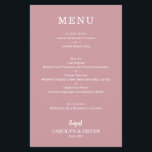 Prospectus 14 Cm X 21,6 Cm Budget Simple Dusty Rose Menu Mariage<br><div class="desc">Un excellent rapport qualité-prix, un menu de 5, 5 po x 8, 5 po poussiéreux pour le dîner rose est imprimé sur du papier mat non couché de 80 lb de poids léger et présente vos choix alimentaires en lettrage blanc chic. Parfait pour une réception de mariage moderne, un dîner...</div>