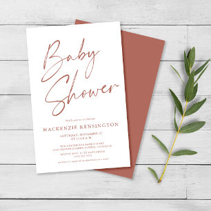 Prospectus 14 Cm X 21,6 Cm Budget Terracotta Simple Script Baby shower FLYER