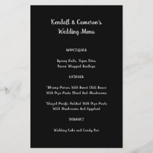 Prospectus 14 Cm X 21,6 Cm Budget Wedding Menu Solid Black