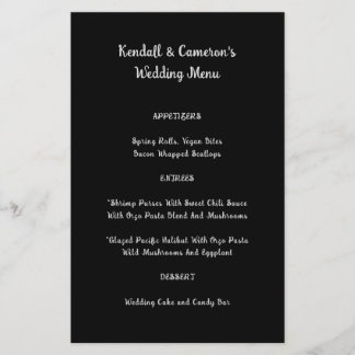 Prospectus 14 Cm X 21,6 Cm Budget Wedding Menu Solid Black