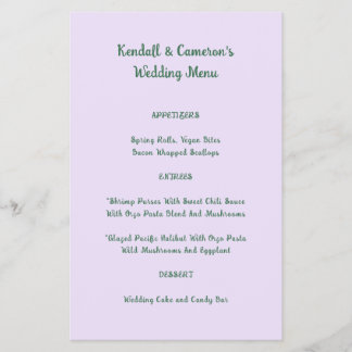 Prospectus 14 Cm X 21,6 Cm Budget Wedding Menu Solid Lavender Flyer