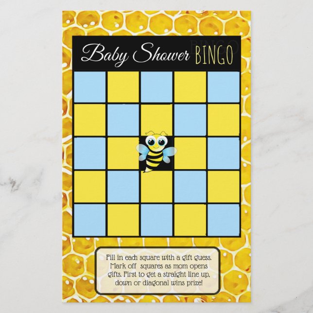 Prospectus 14 Cm X 21,6 Cm Bumblebee Honey Bee Thème baby shower jeux (Devant)