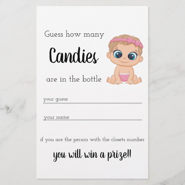 Prospectus 14 Cm X 21,6 Cm Candy Guessing Game Baby Girl (Devant)