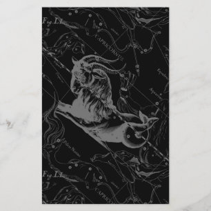 Prospectus 14 Cm X 21,6 Cm Capricorne Constellation Hevelius 1690 sur Noir