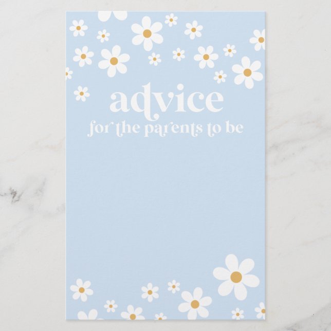 Prospectus 14 Cm X 21,6 Cm Carte Baby shower Daisy pour parents (Devant)