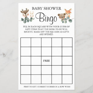 Prospectus 14 Cm X 21,6 Cm Carte de jeu Baby shower Woodland